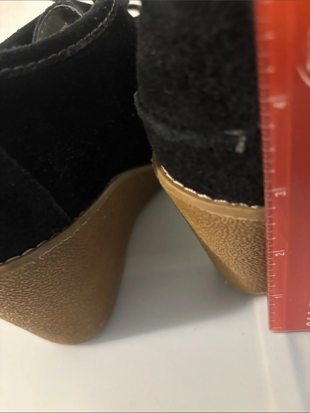 Sperry Black Stella Keel wedge booties SZ 8.5M suede uppers & tan wedge heel